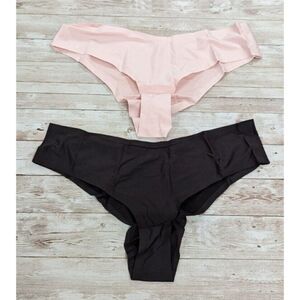 JOJOE Womens Size Medium Black & Blush Brazilian Briefs Panties Pack Of 2
